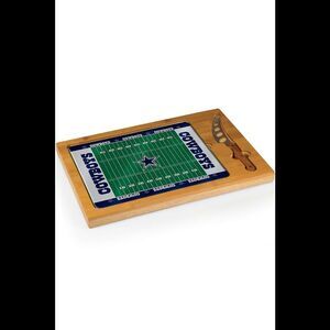 Picnic Time Dallas Cowboys Icon Glass Top Cutting Board and Knife